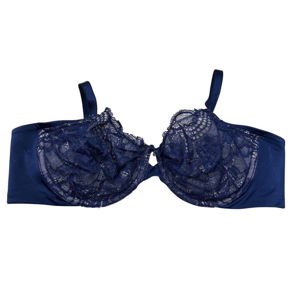 Victoria’s Secret blue unlined Demi floral lace sexy bra 34D